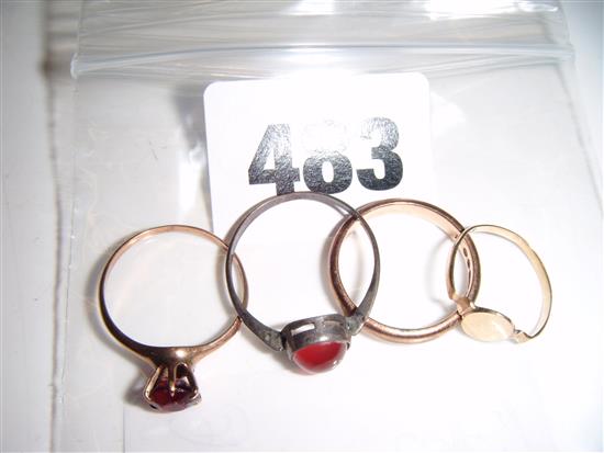9ct gold ring and 3 others